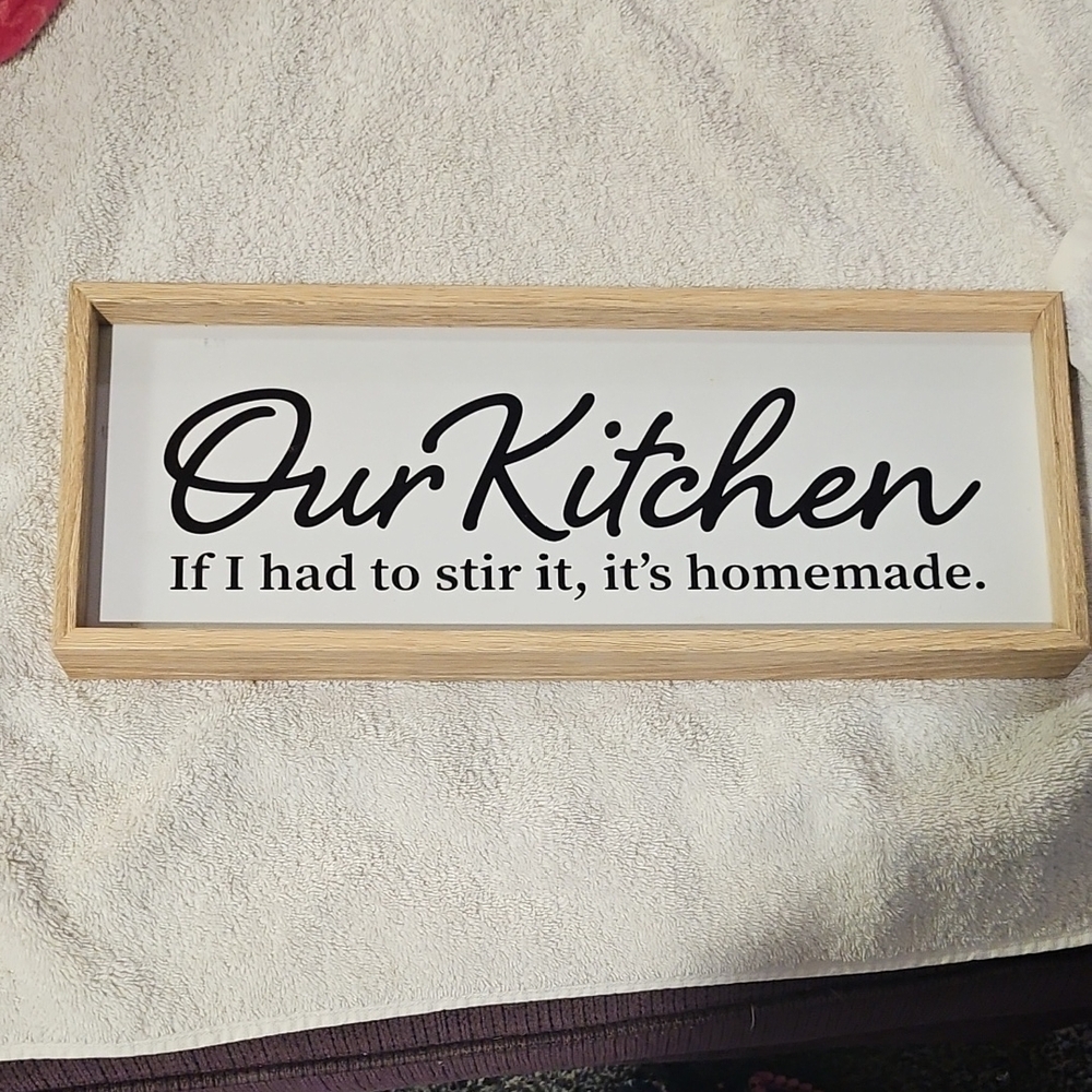 Wooden Framed Kitchen Sign - Black and White